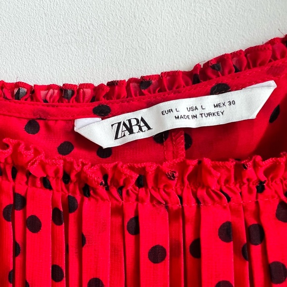 Zara Pleated Tiered Polka Dot Blouse - Picture 9 of 9